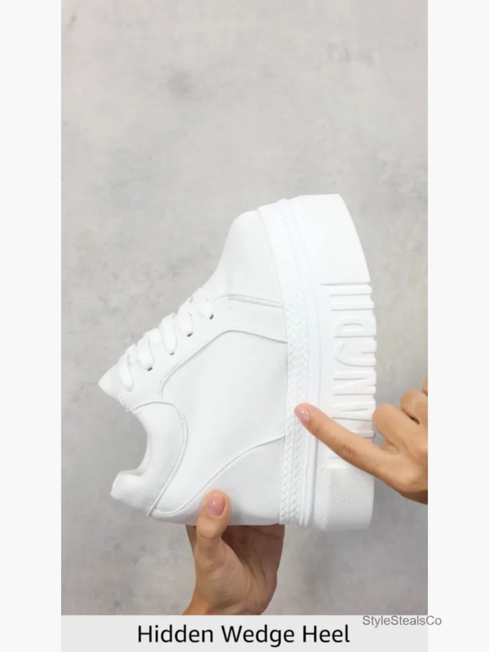 Lace-Up Platform Wedge Sneakers Hidden Heel Memory Foam Casual Walking Shoes - Picture 7 of 7